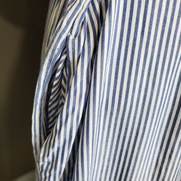 Gap Roll Cuff Shirt Dress Size XL White Blue Striped Tie Waist Button Up New - Picture 9 of 12